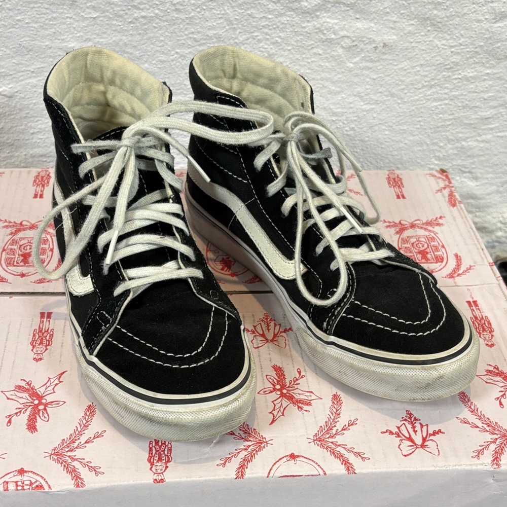 Vans Cream and Black Skate Shoes